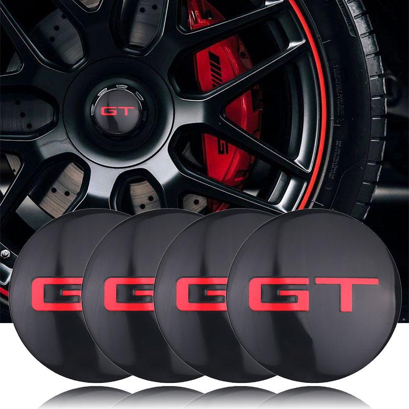 4Pcs 56mm Car Wheel Center Hub Caps Stickers GT Emblem Decal