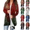 Женский повседневный кардиган с длинными рукавами и рождественским принтом без верхнего пальто