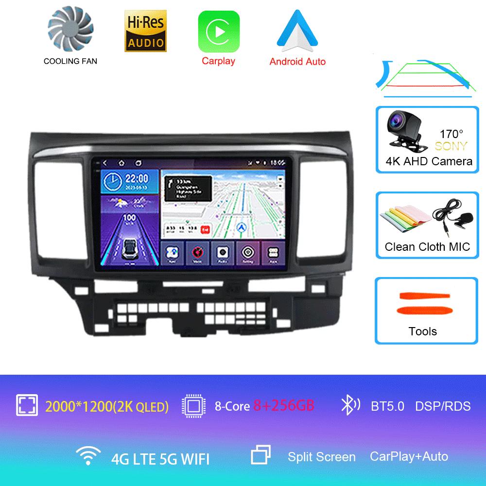 9-дюймовый Android 14 для MITSUBISHI LANCER 10 X 2008 2009 2010 2011 - 2016 автомобильный радиоприемник стерео аудио GPS-плеер Carplay автоматический экран
