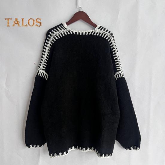 Весна Осень Женское Пальто Трикотажное Толстое Свободное Длинные Рукава Кардиган Однотонный Теплый Повседневный Повседневный Рабочий Уличный Свитер Куртка