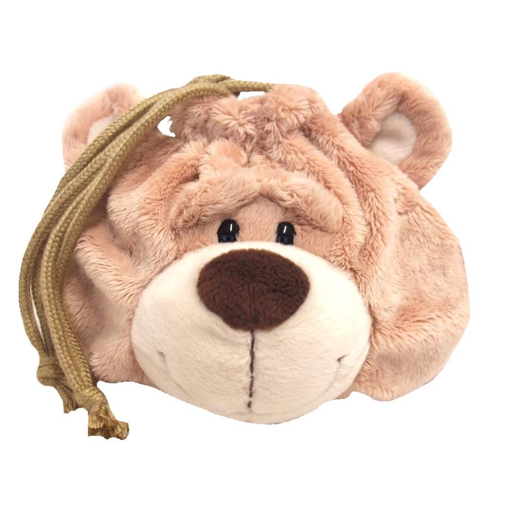 NICI Bear Figure Face Pouch, Made in Germany, Plush Toy Gift, Face Pouch, Drawstring Bag, Love Bear, Bear, 3090465