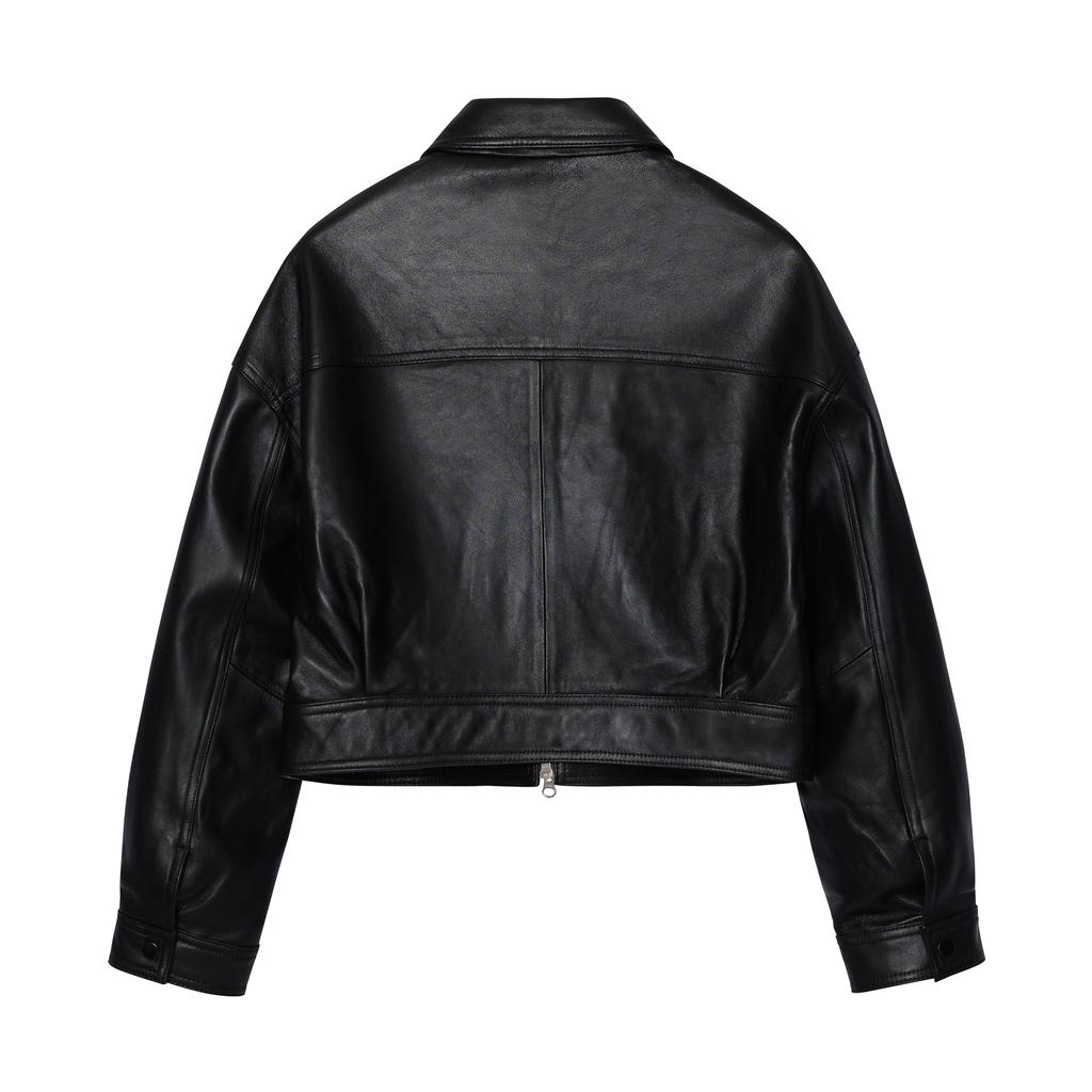 Leftseoul Lambskin Women'S Pocket Jacket [Black]