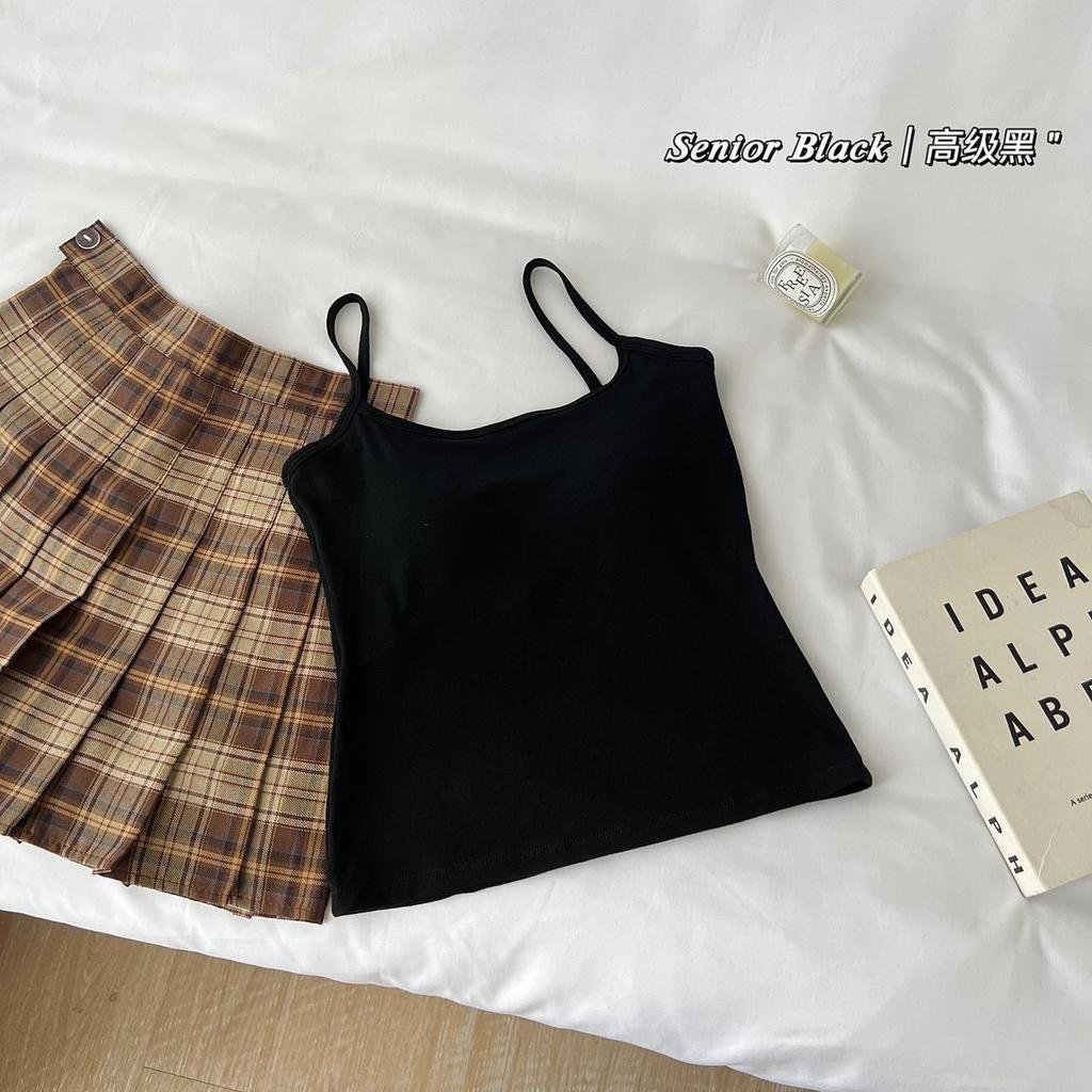 Летний тонкий однотонный жилет с нагрудной подкладкой, фиксированной лямкой для чашек, с тонким узким корпусом, с удобной основой и верхом сзади