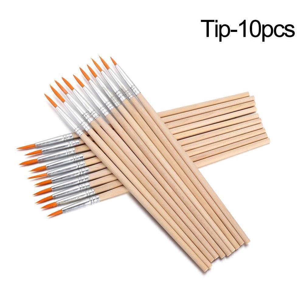 10pcs Calligraphy Wood Handle Art Supplies Paint Brushes Drawing Brush Hook Line Pen Painting Pen