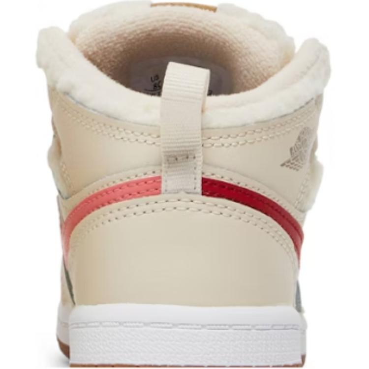 Детские кроссовки Air Jordan 1 Mid Utility TD из флиса, бежево-жемчужно-белые, темно-древесные DO2209-264