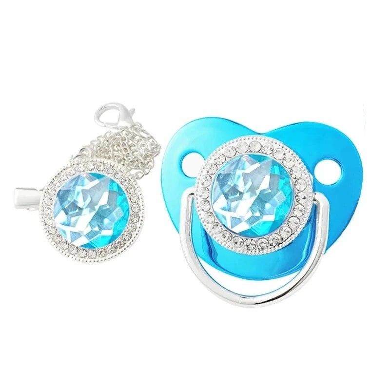 Большие стразы, детская соска-цепочка, набор крышек, красочная роскошная силиконовая соска-прорезыватель, пустышка, соска, подарок для душа новорожденного