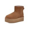 UGG CLASSIC MINI На флисе, Удобные Мини-платформа 5,08 см Короткие Снегоступы Женские Каштановый 1134991-CHE