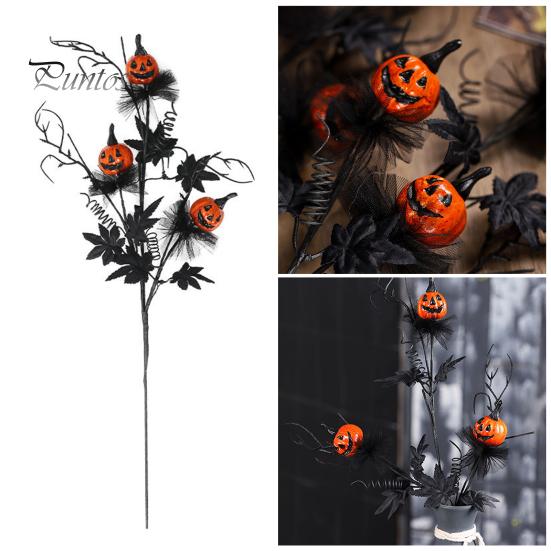Украшение на елку из тыквы на Хэллоуин, реалистичный искусственный цветок, жуткий черный кленовый букет из тыквы, настольное украшение для домашнего офиса
