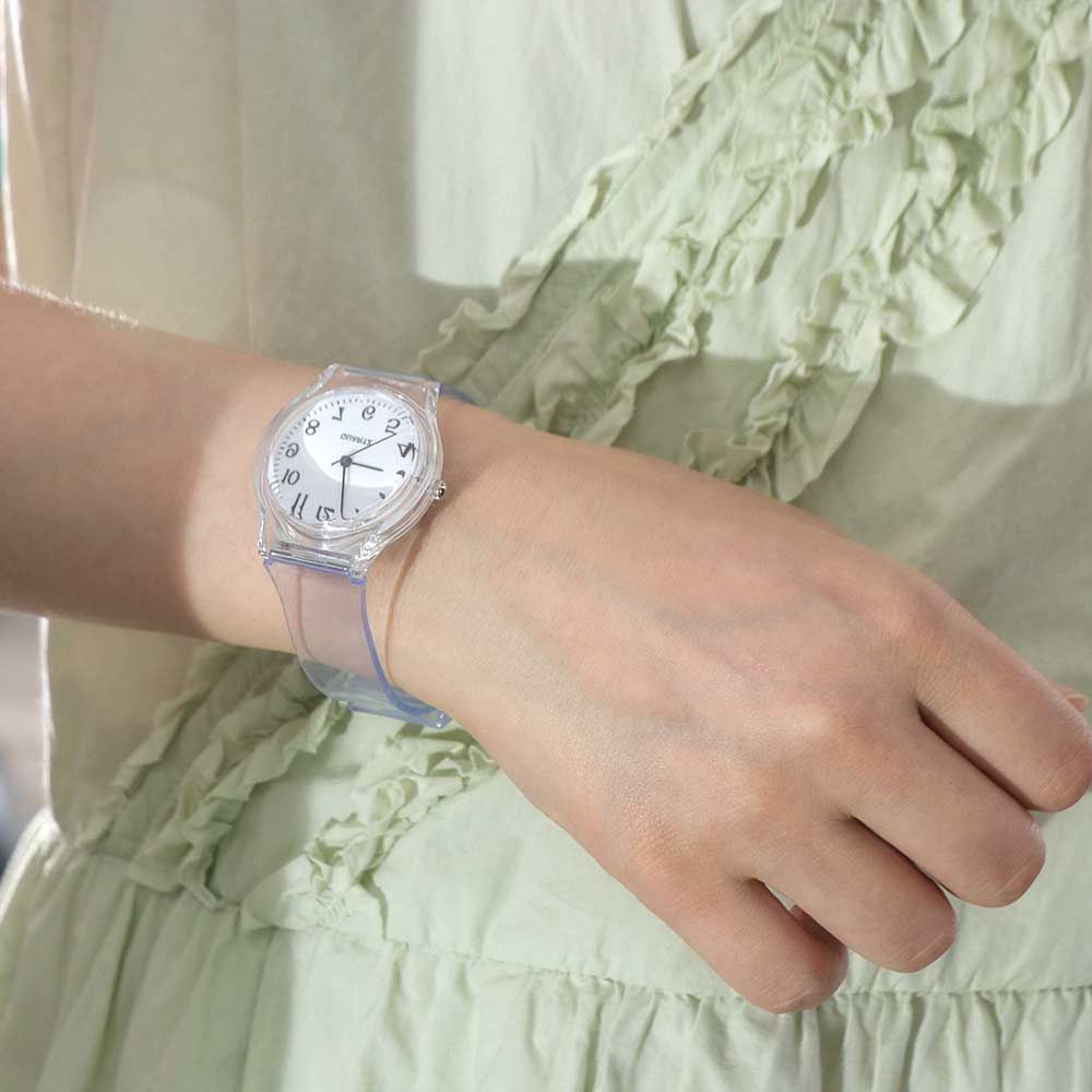 Good Sport Band PVC New Women Transparent Analog Stainless Steel Wrist Watch Watches Quartz