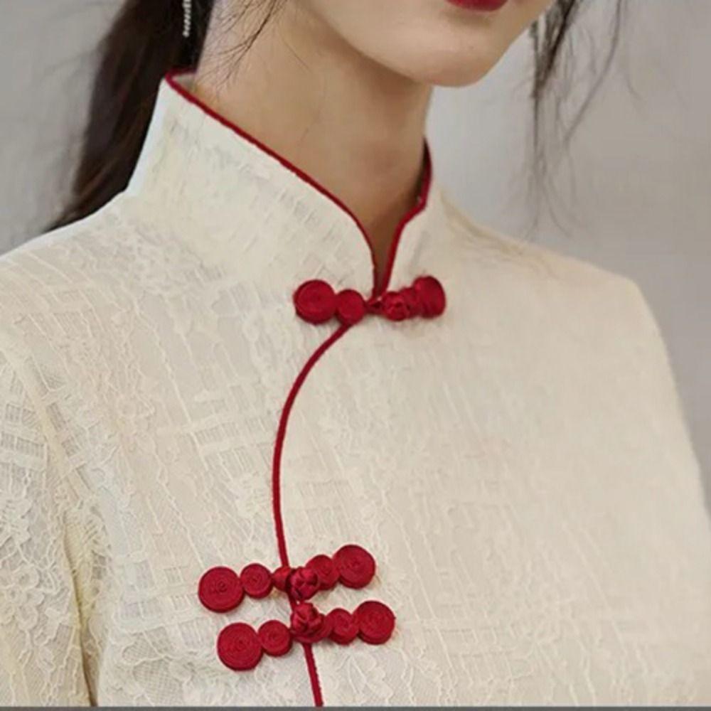 Китайский шик Платье ципао Длинное с разрезом Ципао Короткий узор Традиционное китайское платье Свадебное