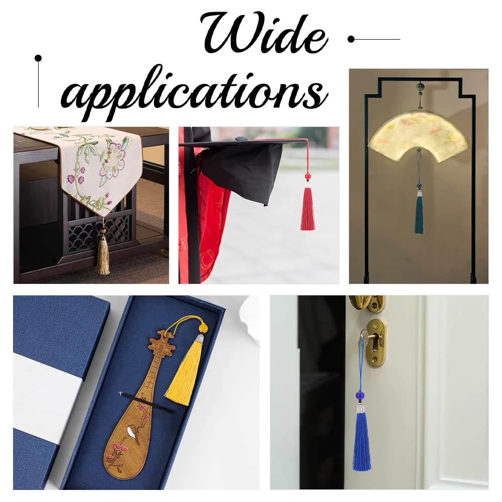 PandaHall 17 34 Pieces Tassel Fringe Chinese Knot Handmade Car and Other Handmade Colors, Charms, Materials, Curtains, Keychains, Charms, Graduations,