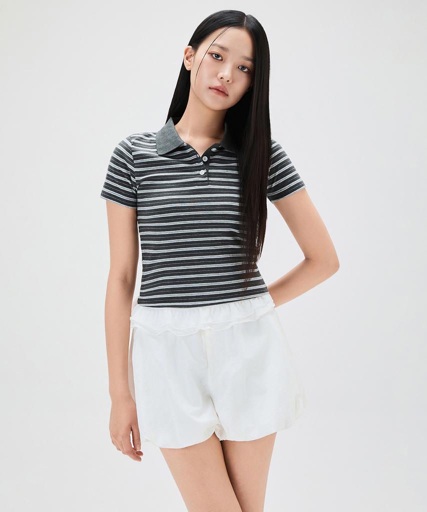 MIXXO Полоска с воротником, короткий рукав_Miwhwg504A