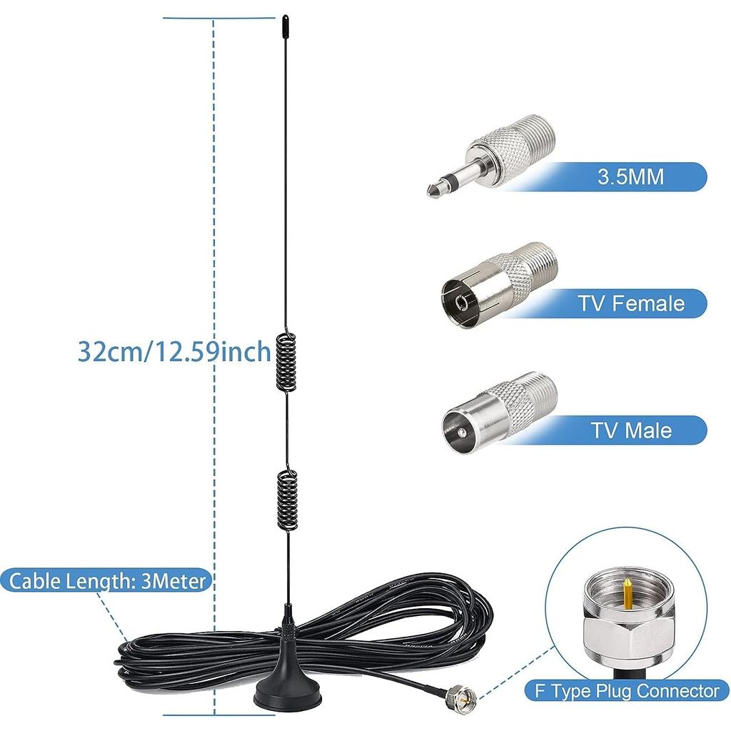 Антенна DAB FM-радио с магнитным основанием Удлинительный кабель 3M, совместимый со стереоприемником Pioneer Yamaha Marantz Sherwood Цифровое радио Bluetooth