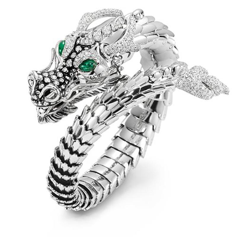Cao Shi's Bold Platinum-Plated Dragon Hip-Hop Cocktail Ring