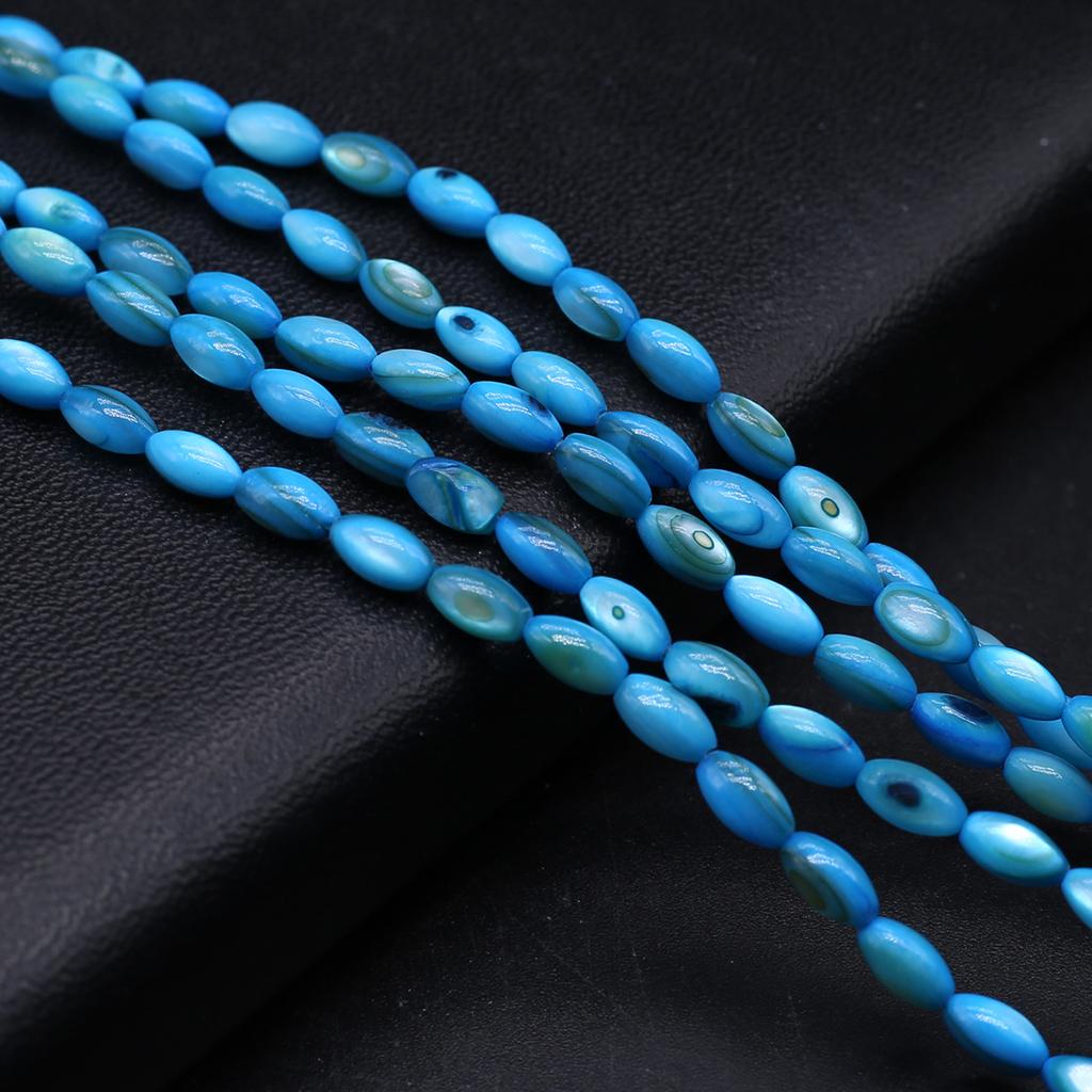 1Strand Natural Freshwater Shell Beads Dyeing Rice Shape Loose Spacer Beads for Jewelry Making DIY Necklace Bracelet Earring Accessories 4x8mm