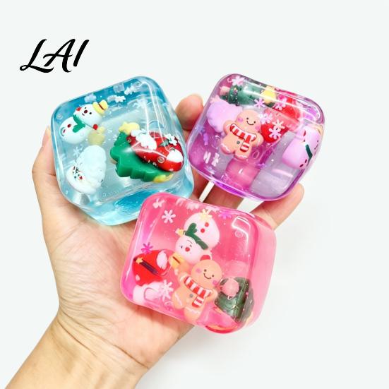 Portable Hand Exercisers for Office Christmas Stress Relief Toy with Internal Dolls Transparent Soft Maltose Fidget Toys Adults Desk Cube Sensory