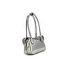 Charles & Keith Zipper Long Handle Bowling Bag Small Square Bag PU Shoulder Bag Medium Women bags Tin-Gray Black CK2-30271278