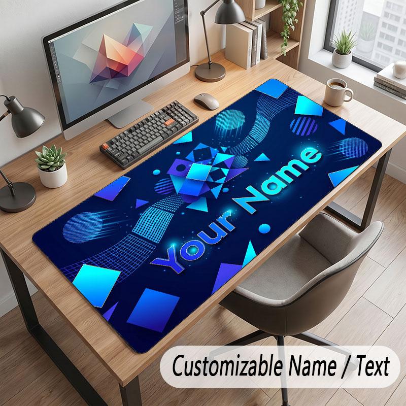 Abstract Geometric Theme Customized Mouse Pad Personalized Print Name Text Desk Mat For Home Office Table Decor