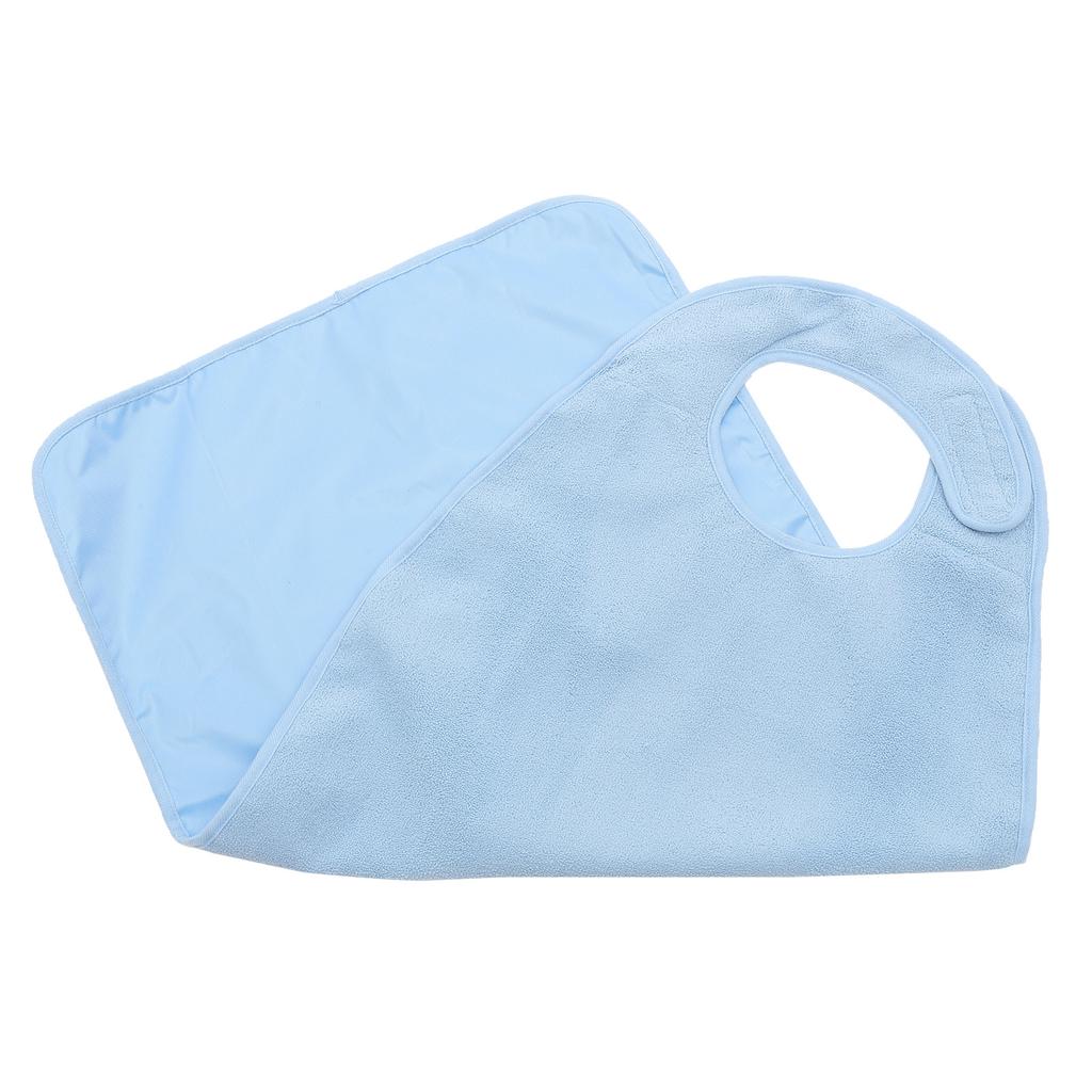 Adult Waterproof Elderly People Meal Bib Oversized Cloth Washable Feeding Aid Mealtime Protector Sky Blue