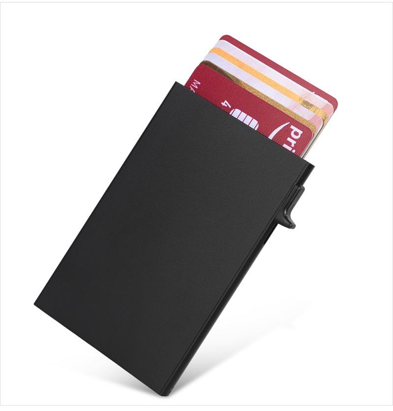 Алюминиевый держатель для карт с ручным толкателем: Защита от кражи RFID-блокировка, защита от размагничивания, автоматический выдвижной чехол для кредитных карт