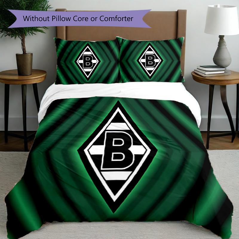 3pcs Duvet Cover Set (1*Duvet Cover + 2*Pillowcase, Without Core), Borussia Monchengladbach Print Bedding Set, Bedroom Decor, All‑Season, Birthday Gif