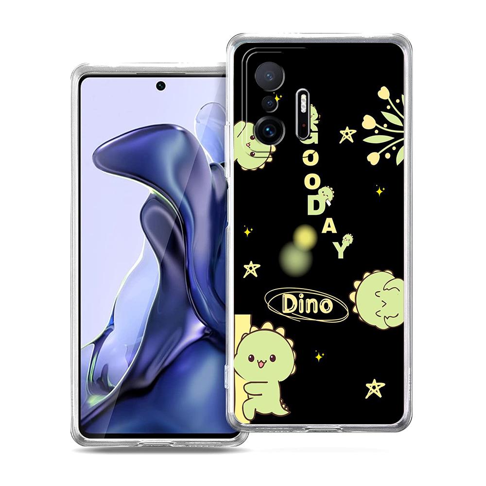 Прозрачный чехол для телефона для Xiaomi Mi 14 13 12 11 Ultra 13T 12T 11T Poco X3 NFC F3 F6 Pro Lite 5G Мягкий ТПУ Смешной Мультяшный Динозавр
