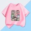 Labubu Милый узор Модная повседневная детская футболка для мальчиков и девочек 100% хлопок Базовая одежда