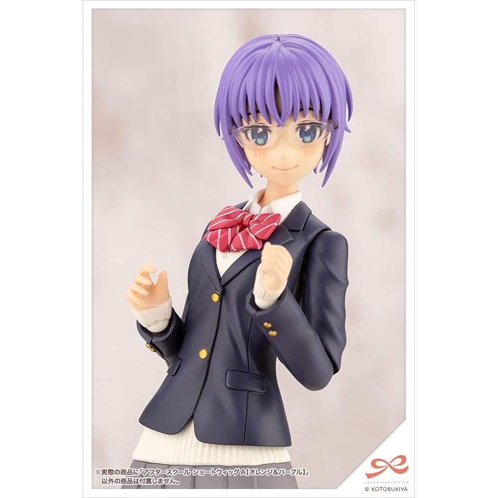 Kotobukiya Короткий парик для школы A Оранжево-фиолетовый Масштаб 1/10 Примерно 63 мм