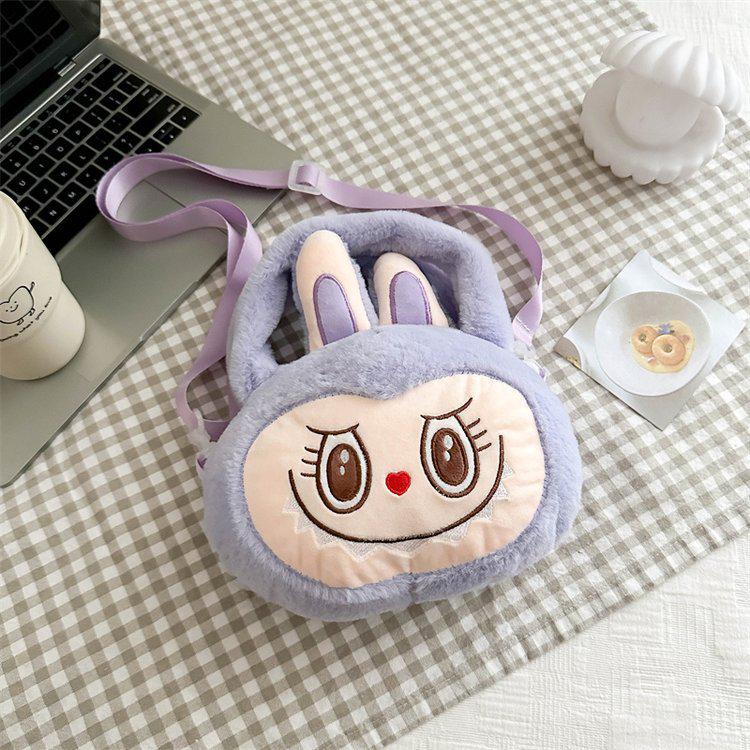 Labubu Cartoon Plush Crossbody Bag - Cute Handbag for Kids & Friends