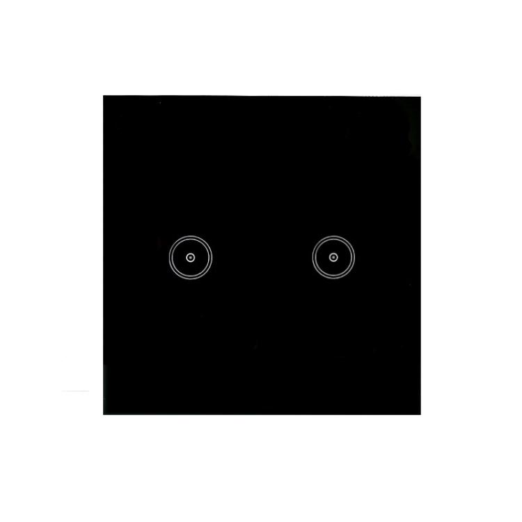 Wifi Wall Touch Panel Switch Voice Control Mobile Phone Remote Control, Model: Black 2 Gang (Zero Firewire Wifi )