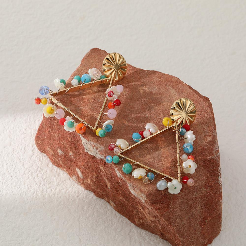 Fashionable Alloy Geometric Earrings Trendy Oval And Triangle Dangle Ear Jewelry