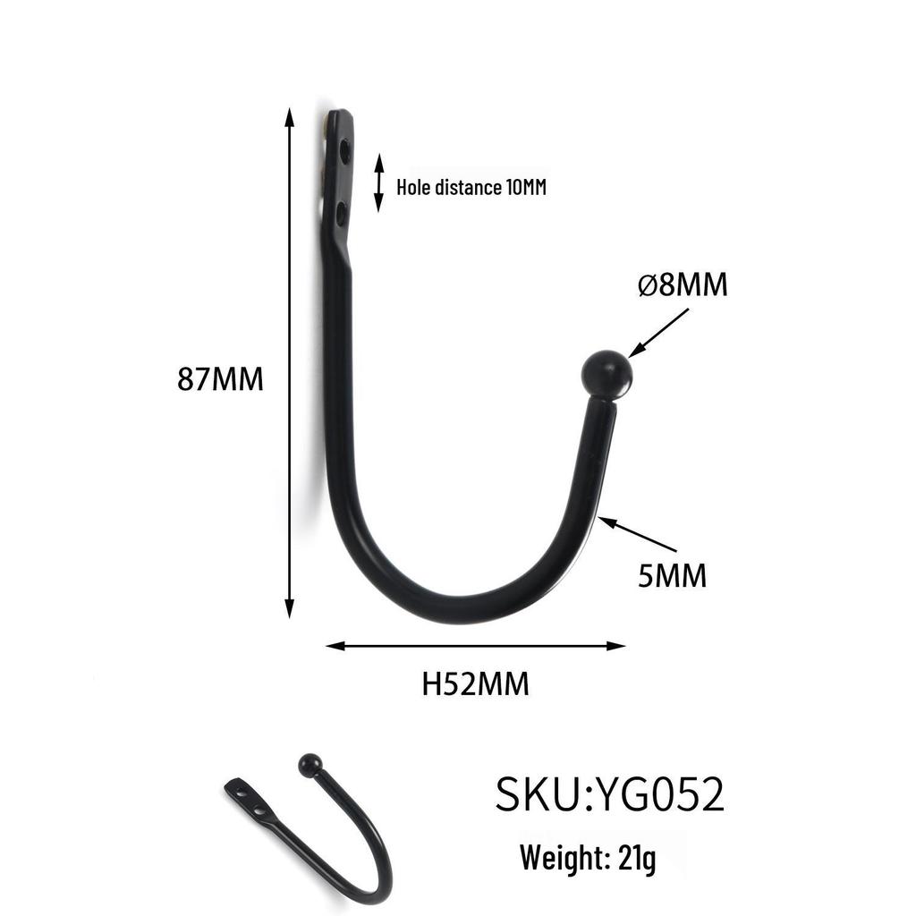 Черный металлический двойной железный крючок для пальто и шляп