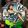 Винтажная Пинап-девушка Route 66 Рустикальное Металлическое Настенное Искусство Круглый Железный Знак Декор для Домашнего Бара