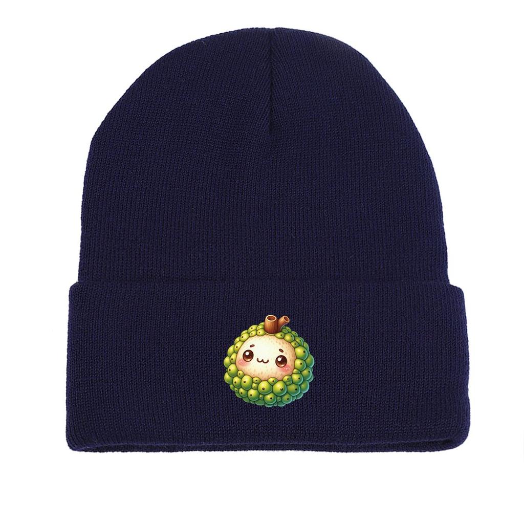 Cartoon Jackfruit Warm Knitted Cap Beanie, Fruit Woman Cap Cuff Fit Simple Headwear Knit Cap Beanie