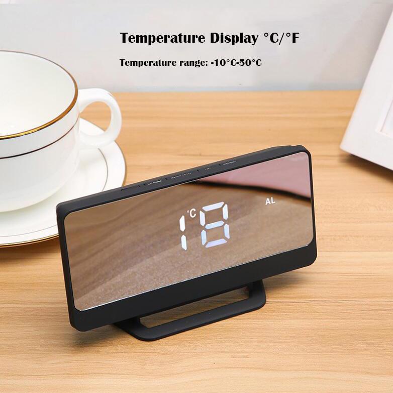 Креативные прикроватные часы, модные светодиодные умные электронные будильники, зеркальные студенческие цифровые настольные часы для сна с дисплеем температуры и даты