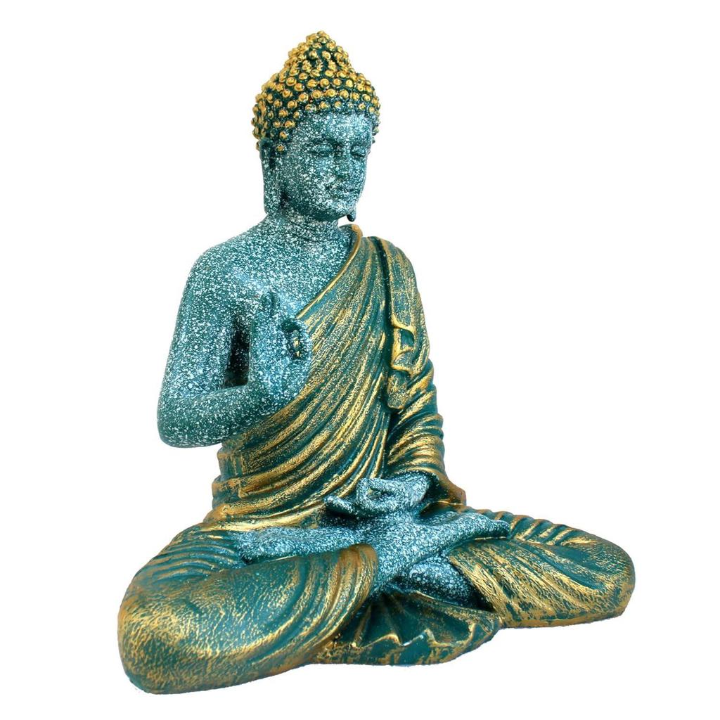 Resin Meditating Buddha Showpiece | Home Decor | Idol Statue Figurine Murti | Tibetan Buddhist Statue - 14.5 Inches Height