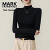 MARK FAIRWHALE Women's Slim Fit Ribbed Mock Neck Long Sleeve Top