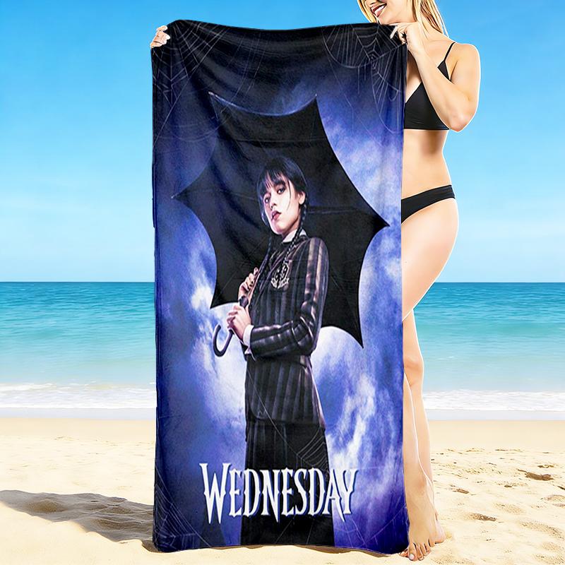 1Pc Wednesday'S Umbrella Mystery Beach Towel Quick Dry Multiuse For Beach Pool Gym Yoga Home Travel Christmas Halloween Xmas Gift L1349
