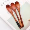 Kitchen Handmade Cloth Bag Desserts Condiment Spoon Fork Wooden Natural Cutlery Set Tea Scoops