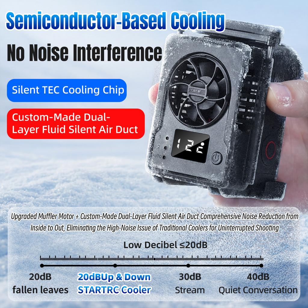 STARTRC Cooling Radiator For  Osmo Action 5 Pro/4/3 Camera Accessories Ice Core Cooling Fan 3-Gear Adjustment with Cold Shoe