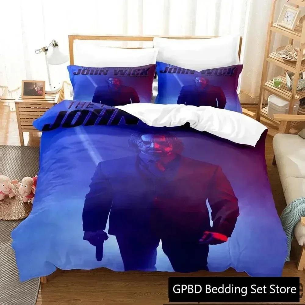 Luxury New 3D Print John Wick Bedding Set Duvet Cover Bed Set Quilt Cover Pillowcase king Queen Size Boys Adult Bedding Set