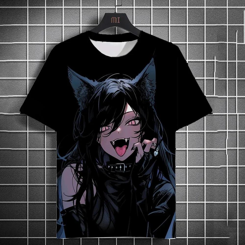 Мужская футболка с рисунком из мультфильма «Сексуальная девушка», летние повседневные футболки в стиле Харадзюку, 3D-принт, хип-хоп, топы с круглым вырезом