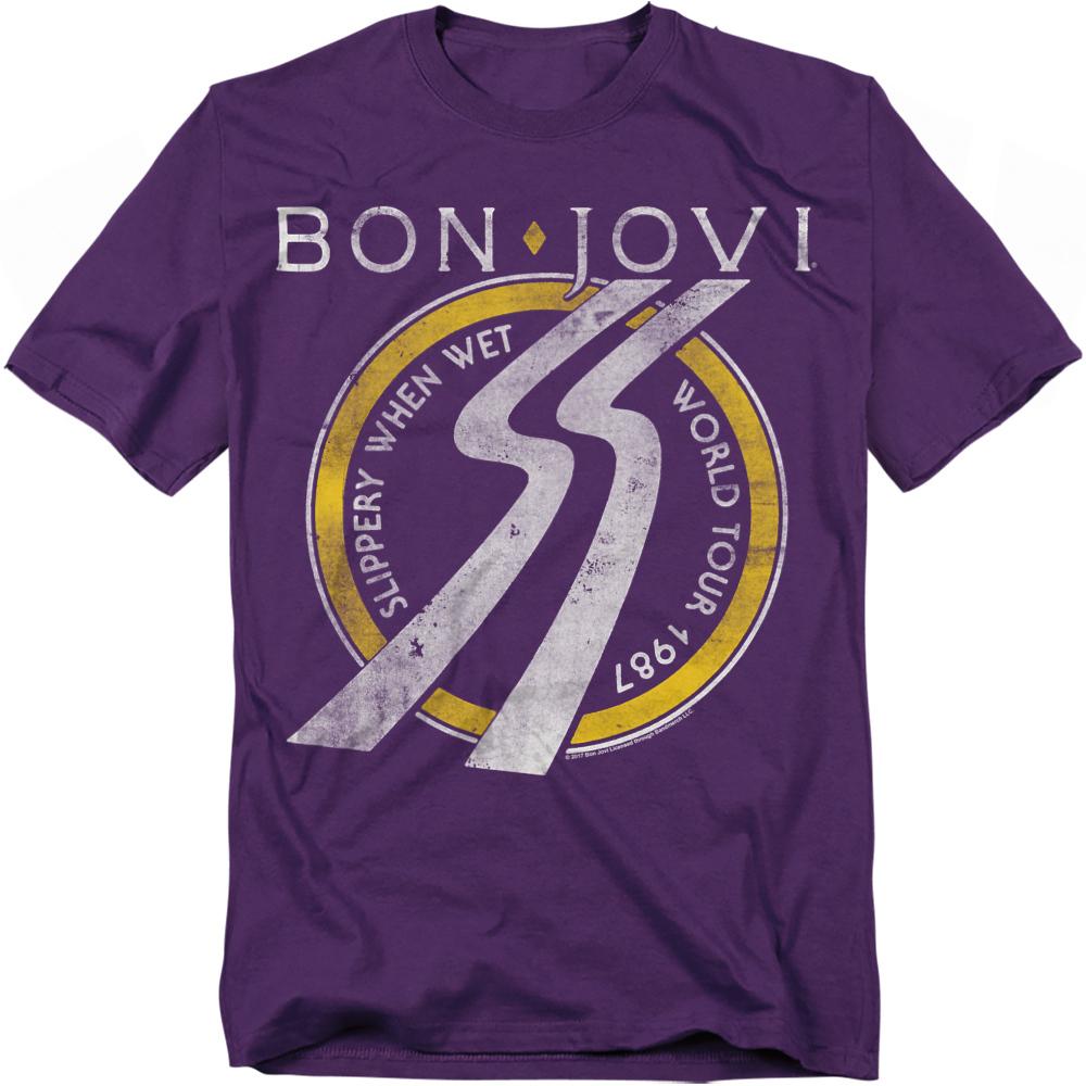 Bon Jovi Unisex Adult Slippery When Wet Tour Dates T-Shirt