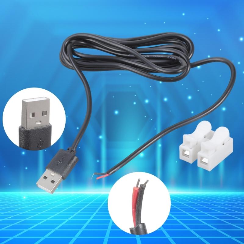 Кабель для зарядки USB 5 В с пружинными клеммными разъемами Простая установка для вентилятора, лампы, игрушек Ток 5 А Длина 100 см/180 см
