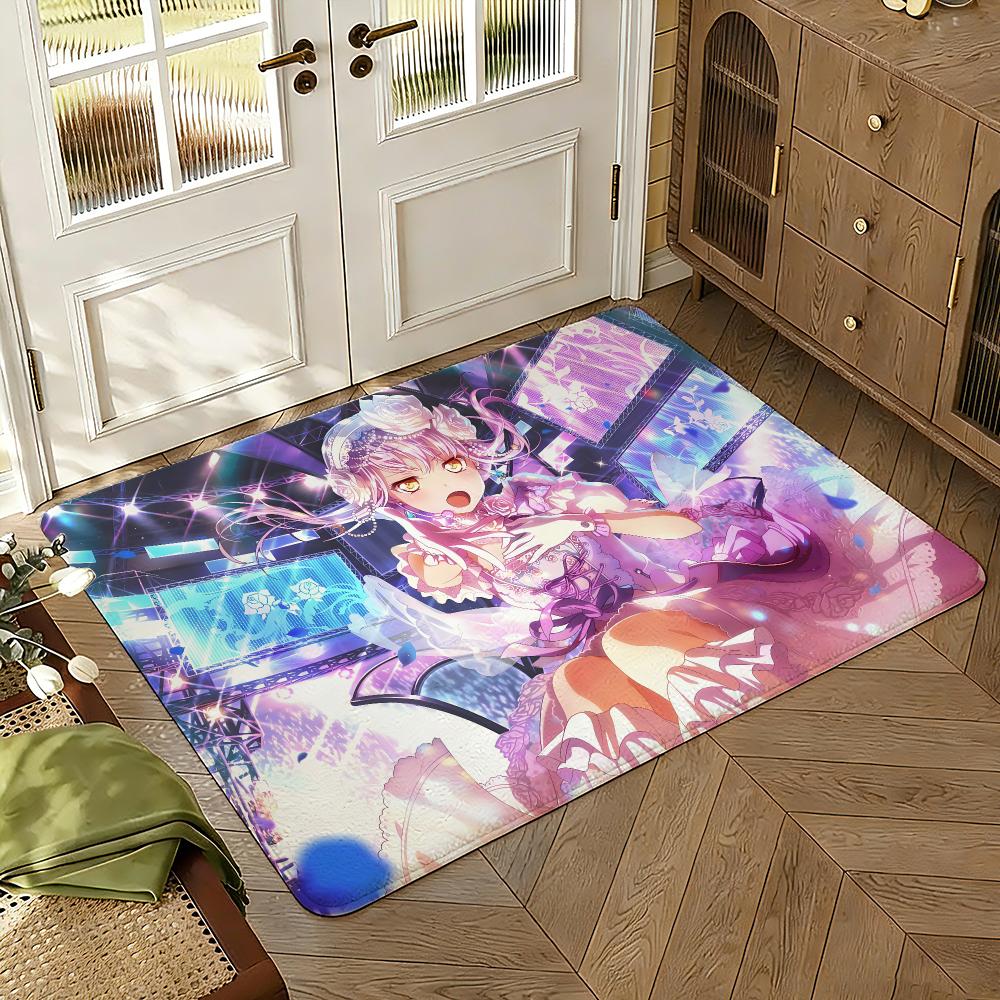 BanG Dream! Girls Band Party Floor Mat Soft Thickened Absorbent Non-Slip Bedroom Living Room Door Mat Home Decor Flannel Rugs