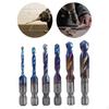 6 Pieces Combination Drill Tap Bit M3 M4 M5 M6 M8 M10 Spiral Screw Set Blue Coated Quick Change