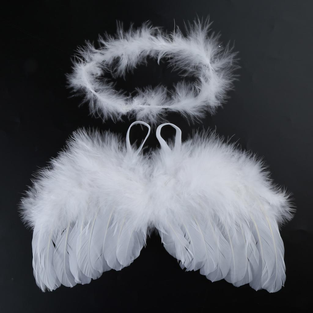 2 Pcs/Set Newborn Photography Props Angel Feather Wing Hair Band Headdress Outfits Decor Baby White Angel Wing Headband