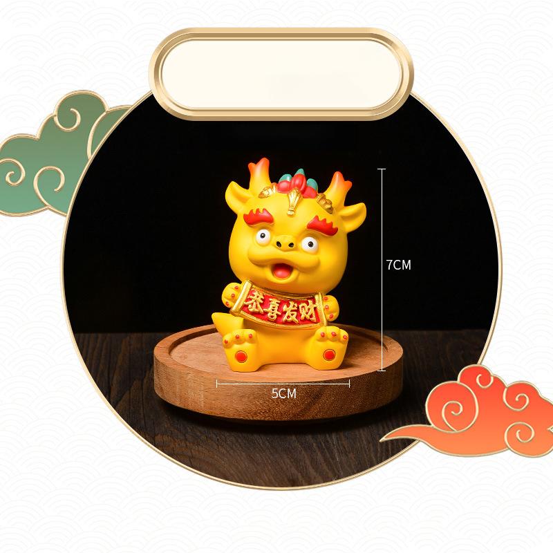 Year Of The Dragon Zodiac Mascot Ornaments Chinese Dragon Figurine Home Decor Mini Dragon Statue Resin Chinese Dragon Crafts