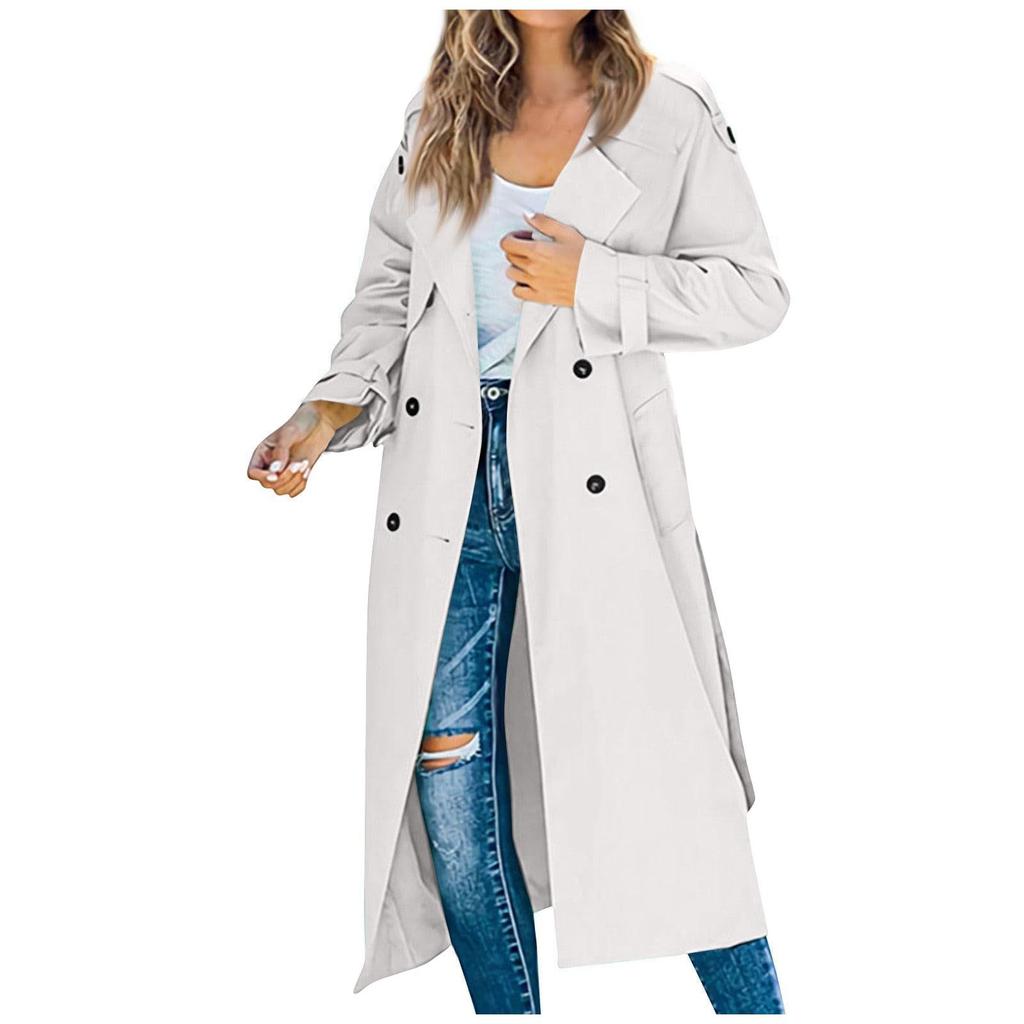 Women's Autumn And Winter Casual Temperament Solid Color Trench Coat In The Long Jacket