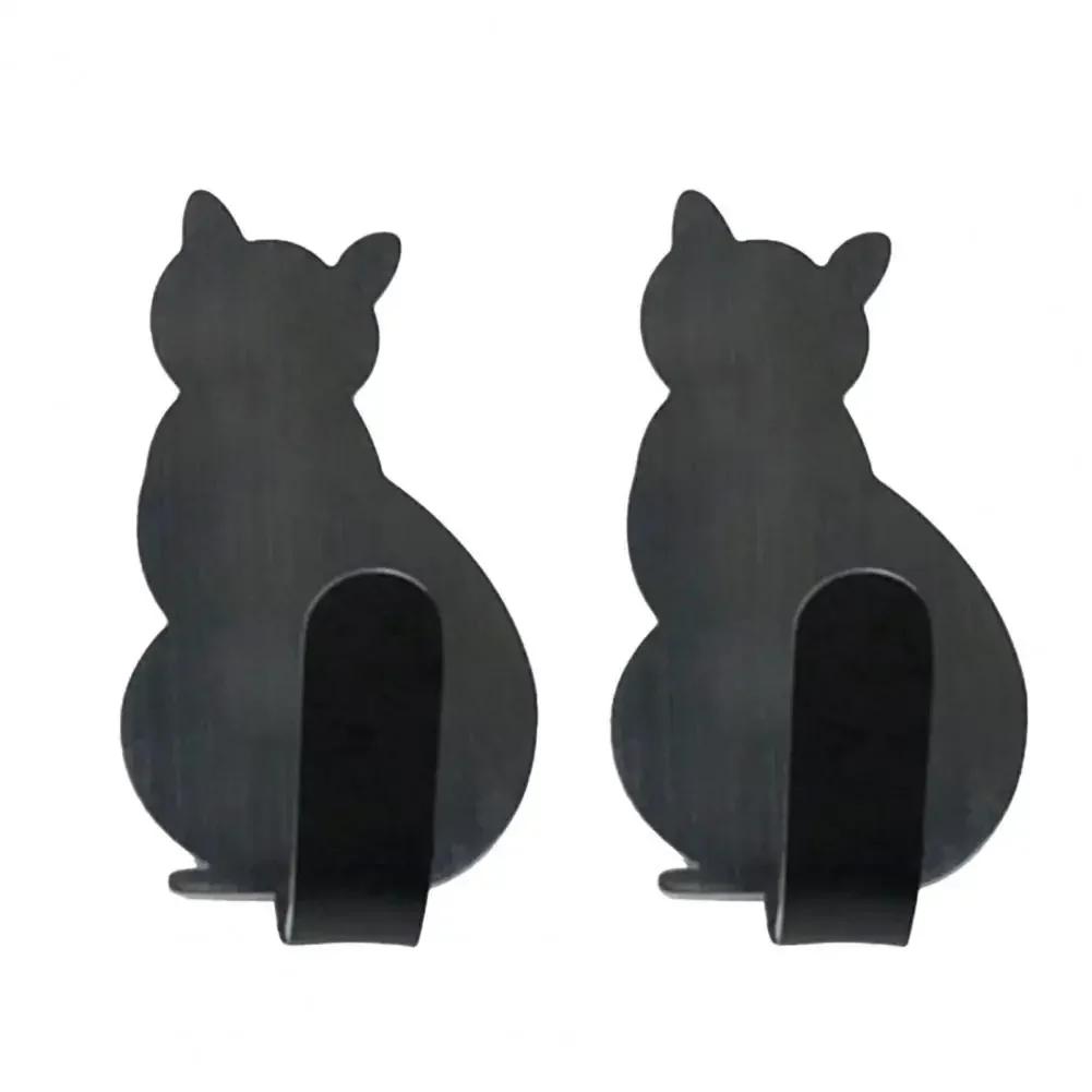2шт креативные настенные вешалки для ключей в форме кошки крючки из нержавеющей стали без гвоздей самоклеящиеся настенные крючки для полотенец